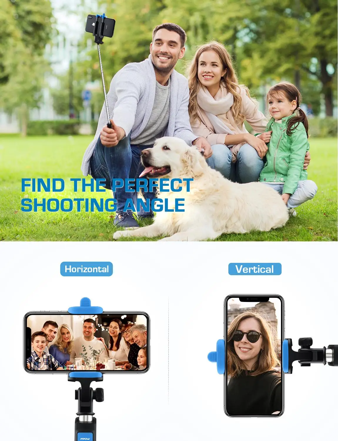 Mpow MBT12 Bluetooth палка для селфи iSnap Y выдвижной дизайн iPhone Samsung Xiaomi мобильных телефонов