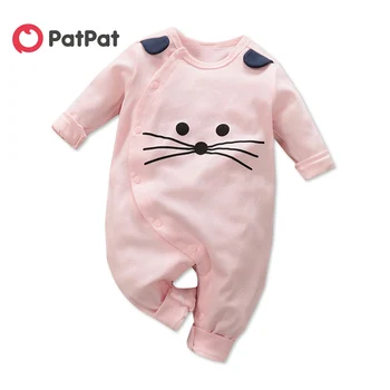 

PatPat 2020 New Summer and Spring Lovely Mouse Design 3D Ear Long-sleeve Jumpsuit for Baby