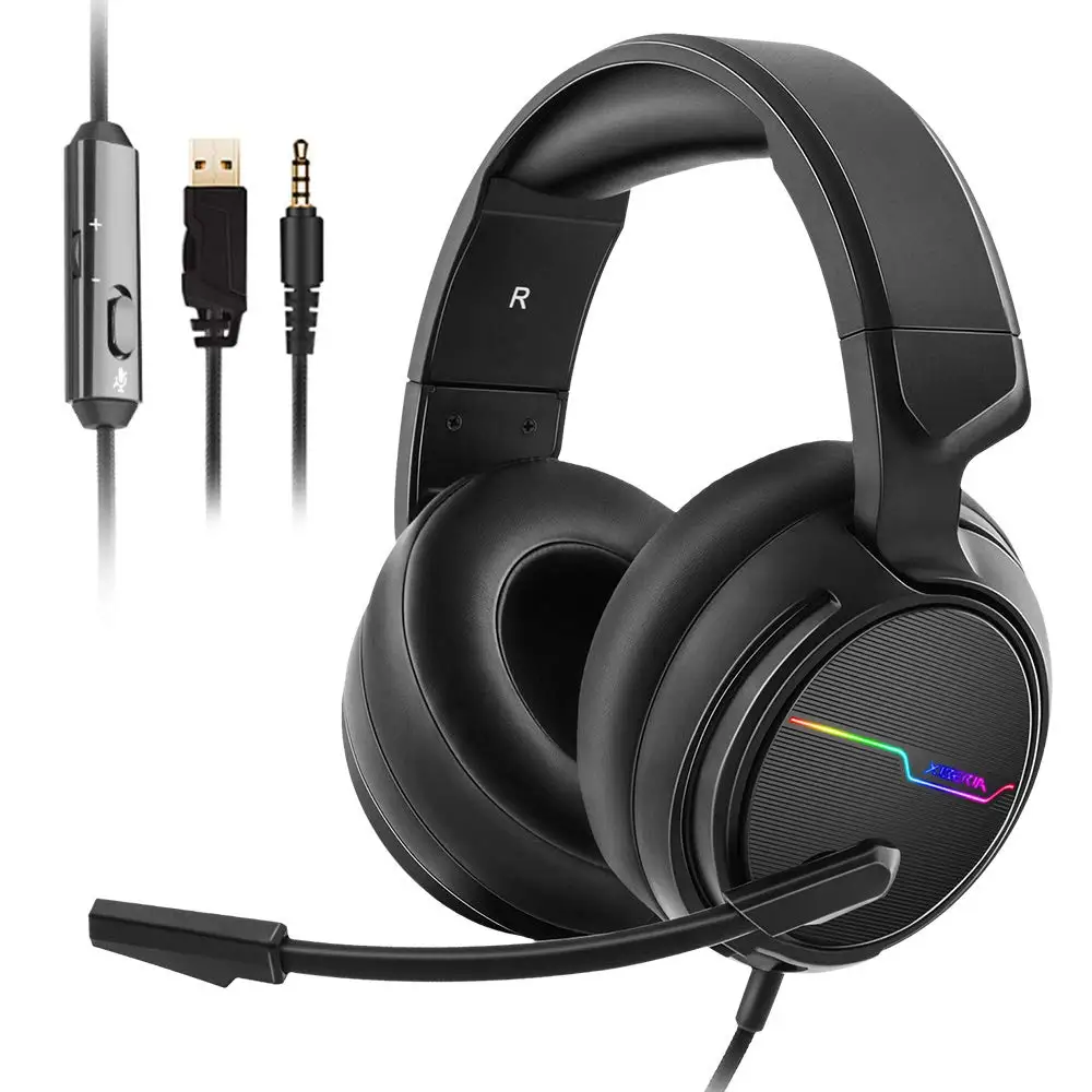USB-3.5-NoRetailBox USB 7,1 Звуковая игровая гарнитура для ПК Игровые наушники бас шлем гарнитура геймер для PS4/ Xbox One/Mac с микрофоном - Цвет: USB-3.5-NoRetailBox