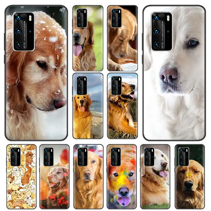 Чехол с изображением золотистого ретривера и мультяшной собаки для Huawei P20 Pro P40 Lite