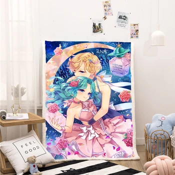 

Sailor Moon Funny Character Blanket 3D Print Sherpa Blanket on Bed Home Textiles Dreamlike Style 12
