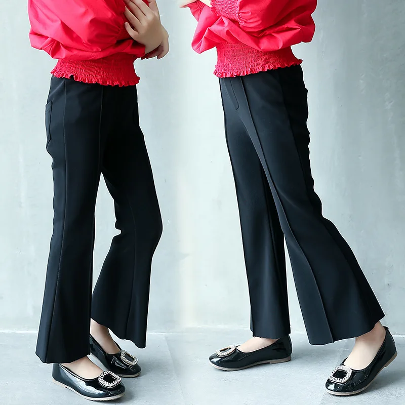 

Girls 2019 New Year-Big Boy Korean-style Casual Bell-bottom Pants Children Simple Versatile Leggings Fashion