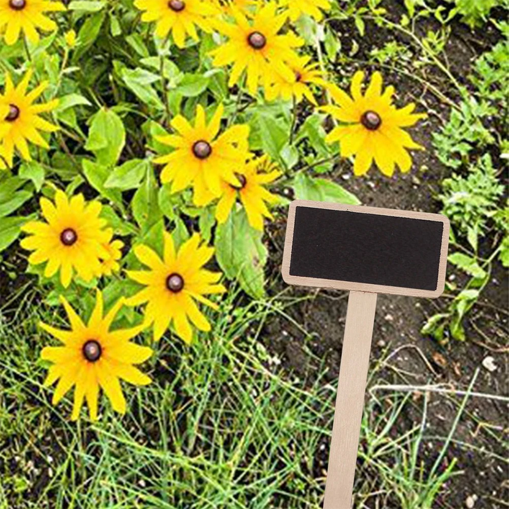 10Pcs Mini Wooden Blackboard Garden Flowers Plants Tags Garden Decor Writing Notice Message Signs Chalkboard For Wedding Party