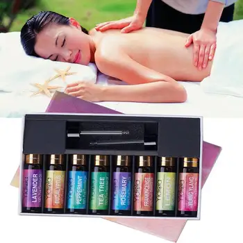 

Yidiola 10ML 8Pcs/Set Pure Essential Oil Lavender Tea Tree Eucalyptus Lemon Rosemary Ylang Diffuser Aromatherapy Massage Aroma