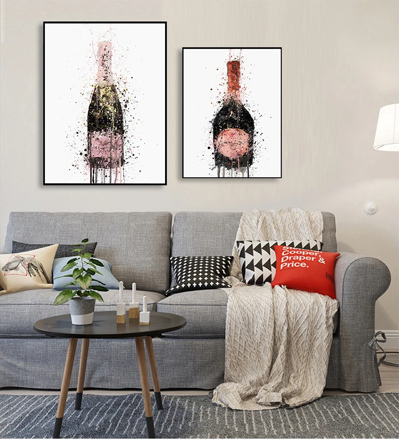Modular Canvas Poster For Bedside Background Home Decor Prints Painting Nordic Style Champagne Graffiti Pictures Wall Art