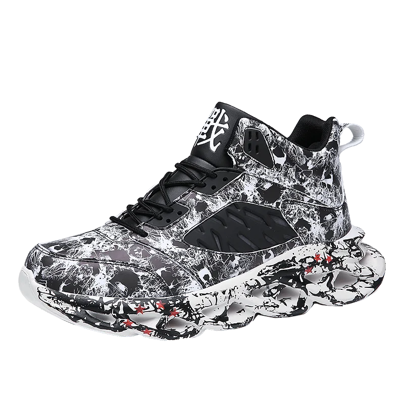 New Graffiti Basket Shoes Fashion Men's Hip Hop Street Dance Shoes Professional Men Running Shoes Mesh High Quality Sneaker - Цвет: Black