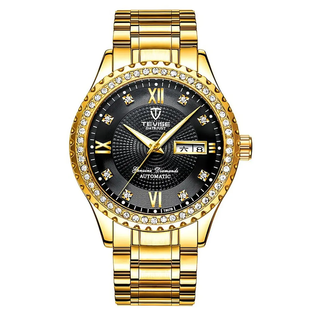 

Tevise Business Casual Diamond Watch Men Automatic Calendar Waterproof Watch