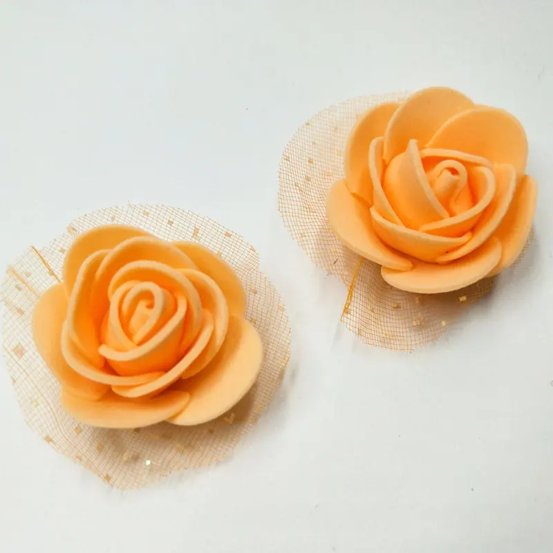Искусственные цветы 100 шт./лот 3,5 см Пены Искусственный цветок розы головы свадебное праздничное украшение цветы Diy Скрапбукинг новое поступление - Цвет: orange