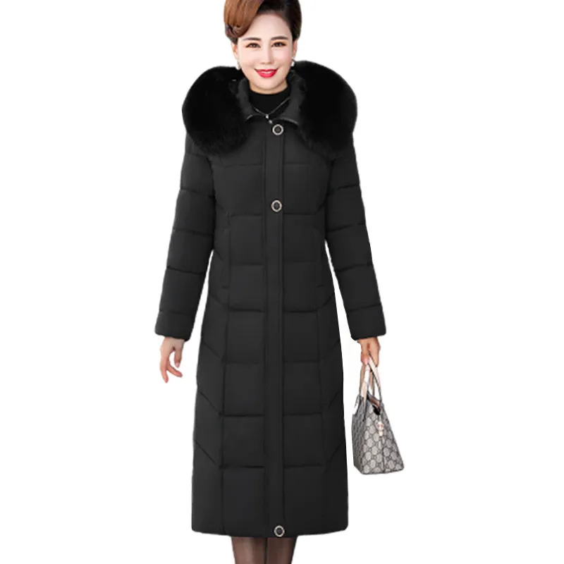 ##BUY 2019 Winter Women #039;s Jacket Middle aged Long Cotton Thicken Hooded Fur Collar Cotton Parkas Women #039;s Winter Coat Plus Size XL 5XL
