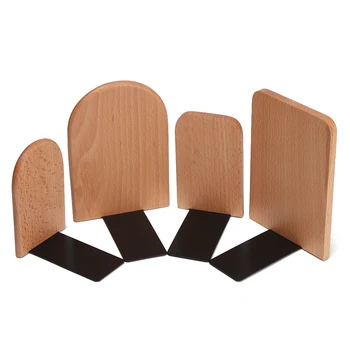 

1PC Anti-skid Bookends Natural Wood Book Stand Shelf Holder For School Student Office Desk Organizer Supply