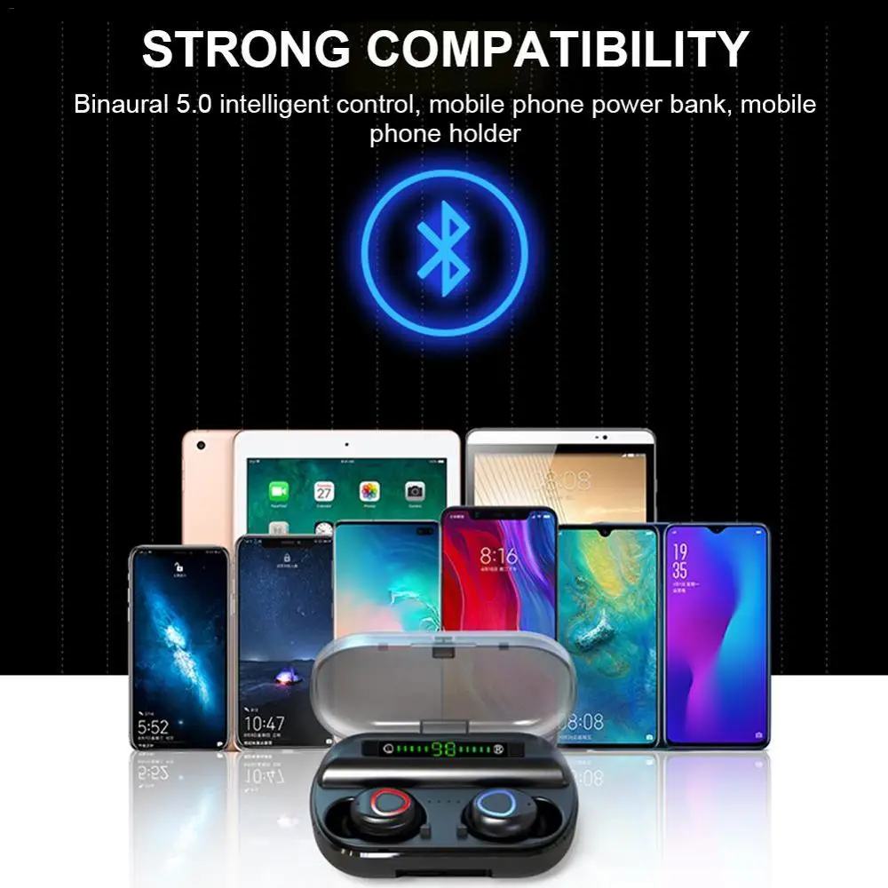 V10 V5 0 Bluetooth Stereo Earphone Wireless Waterproof Touch Earbuds Headset Battery LED Display Type c Charge Case earbuds