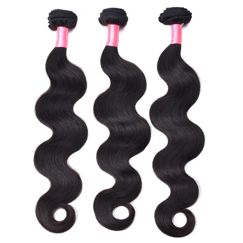 USEXY HAIR Body Wave 3 Bundles With Closure Brazilian Hair Weave Bundles Narural Color 8＂-26＂ Middle Ratio Non-Remy Hair