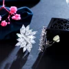 CWWZircons Classic Flower Shape CZ Stones Silver Color No Pierced Hole Ear Clip On Earrings Jewelry for Women CZ160 2