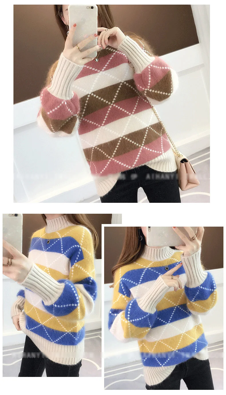 Женская водолазка вязаный свитер и пуловеры корейский стиль модные женские свитера зима и осень Новинка