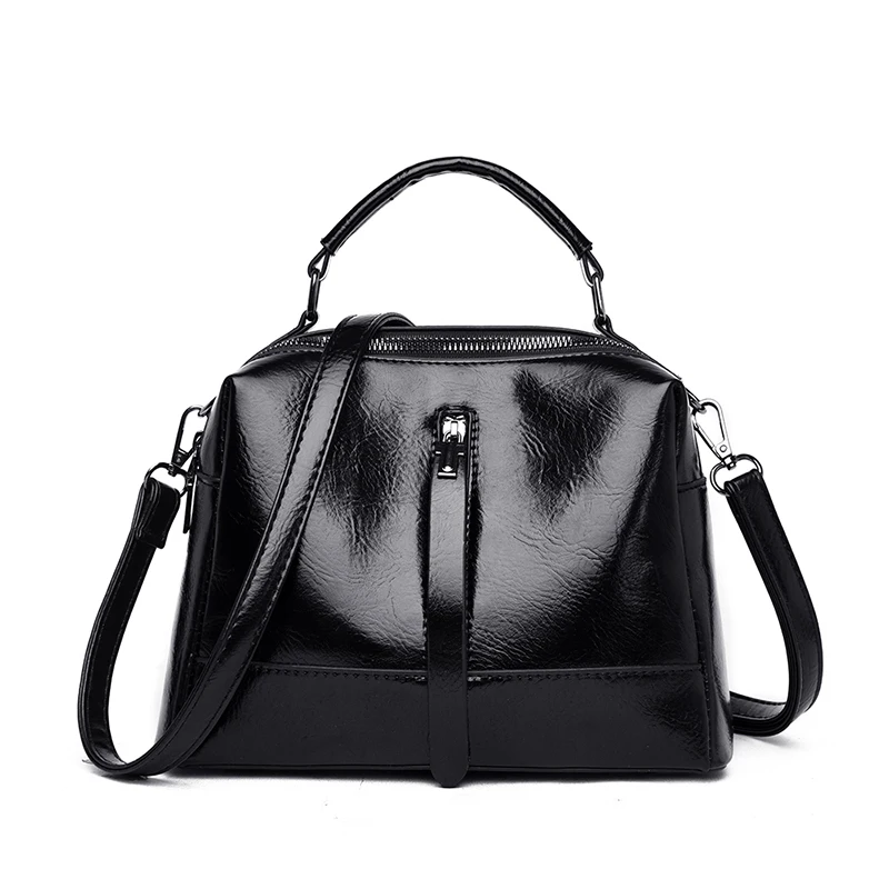 

Fashion Casual Handbag Large Capacity PU Black Leather Bags Multifunctional Office Shopping Daily Ladies Shoulder Messenger Bags