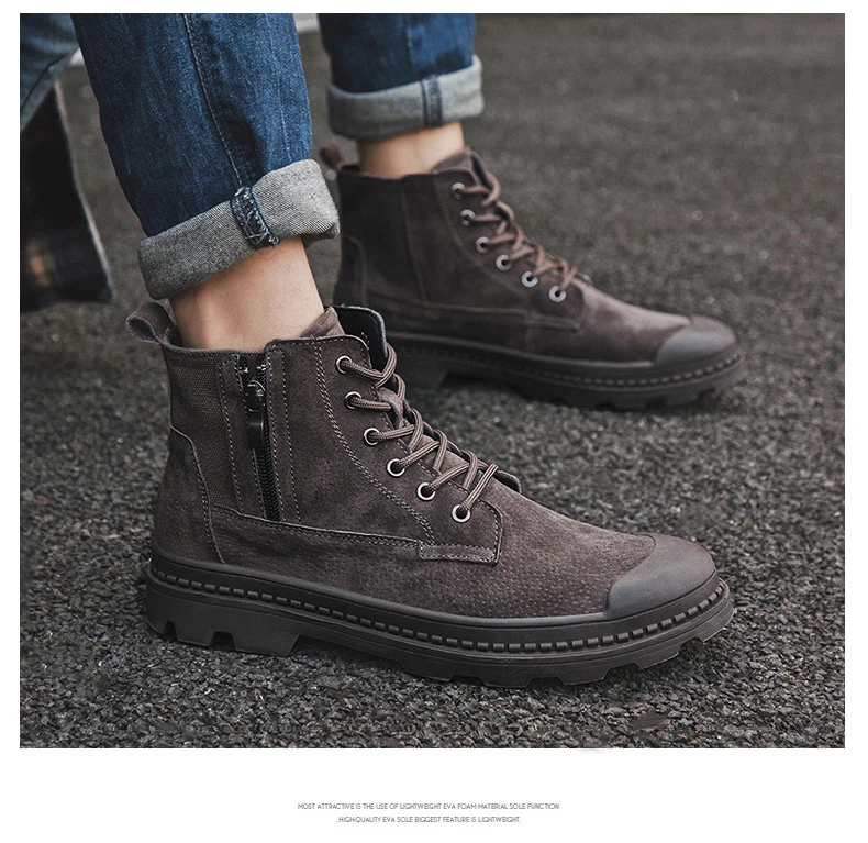 Модные мужские ботинки на молнии; повседневная мужская обувь; Bota Coturnos Masculino; мужские высокие кроссовки; высококачественные мужские Ботинки martin