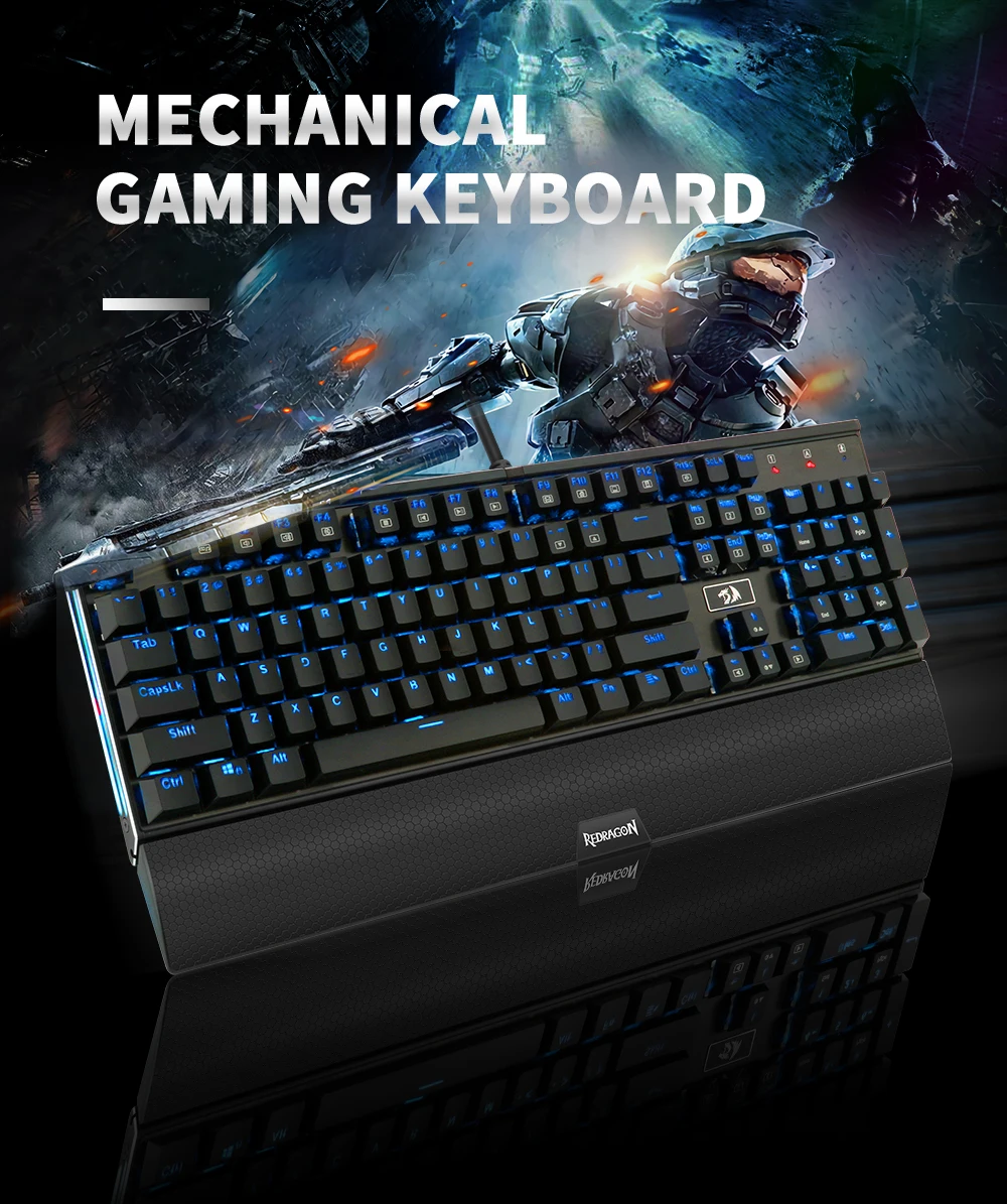 Redragon K567 RGB USB Механическая игровая клавиатура эргономичный светодиодный ключ с подсветкой полный ключ anti-ghosting 104 Проводная компьютерная игра