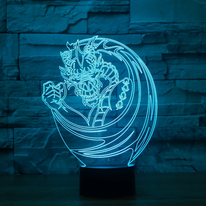 [Seven Neon] дракон Огненный Дракон акриловая 7 цветов Настольная лампа 3D лампа детский подарок Новинка Светодиодный Ночник светильник Сокол миллениума светильник