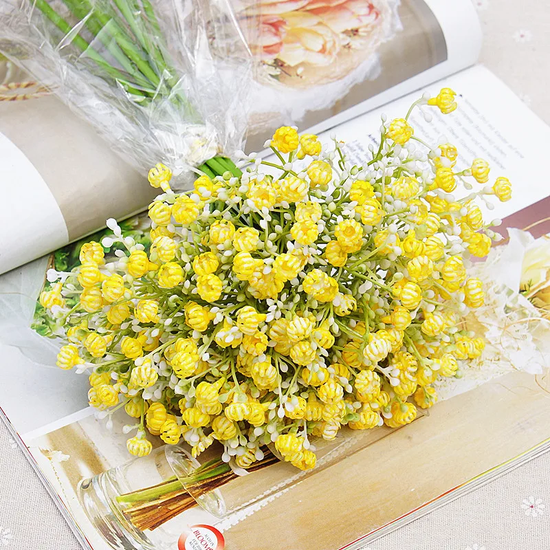 NewColorful gypsophila artificial flowers long stem fake flowers bouquet babys breath silk flowers wedding party home decoration