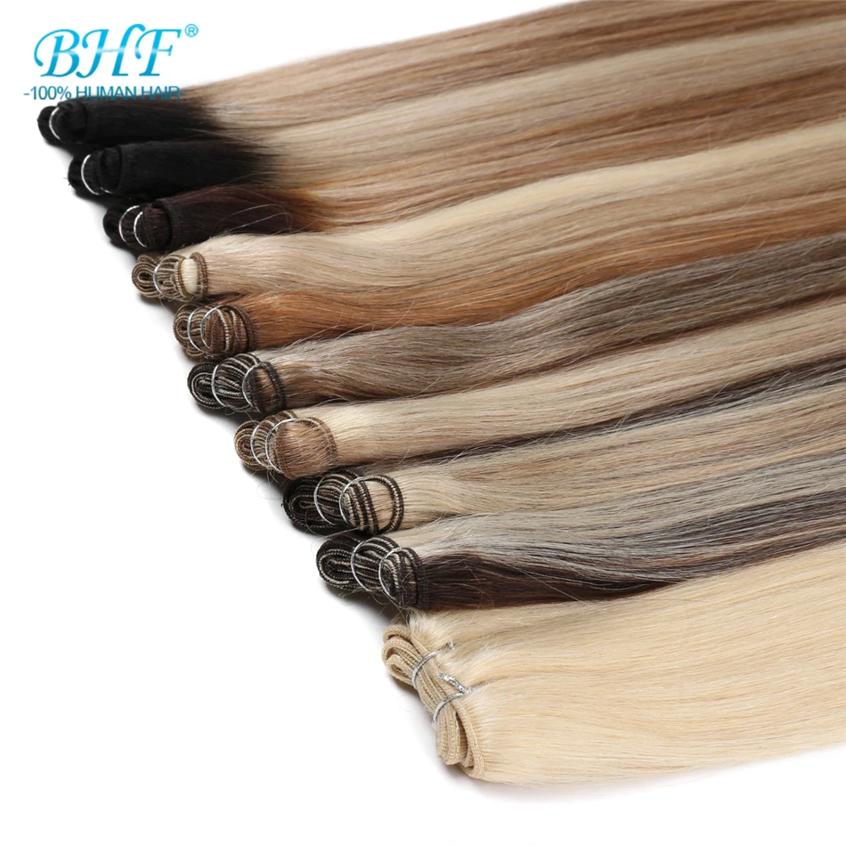  BHF 100% Human Hair Weaving Straight 100g Russia Natural Hair Extension Machine Made Remy Hair weft