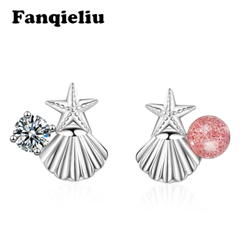 

Fanqieliu Beads Crystal Earring Studs 925 Sterling Silver Earrings Woman Retro Cute Shell Star Stud Earrings For Women FQL20290