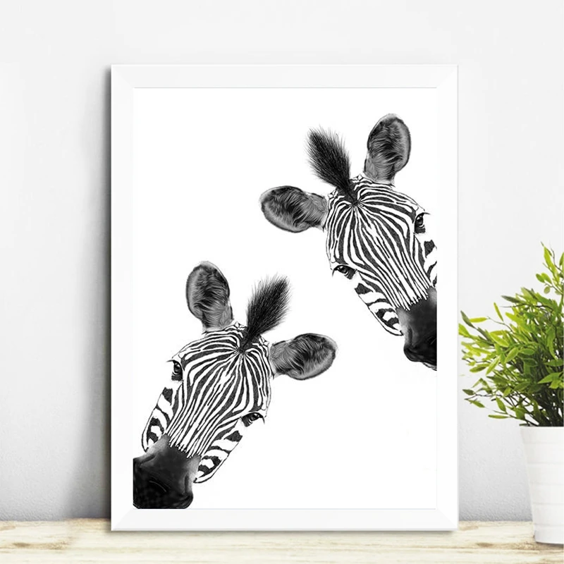 Zebra cute Safari Nursery Peekaboo style wall art print Framed unframed 