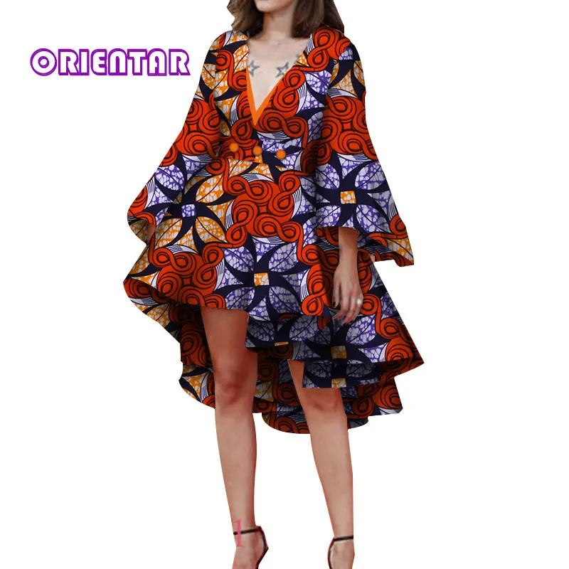 African Style Dress Women Sexy Deep V-neck High Waist Ball Gown Women African Dress Plus Size Evening Party Dress WY5929