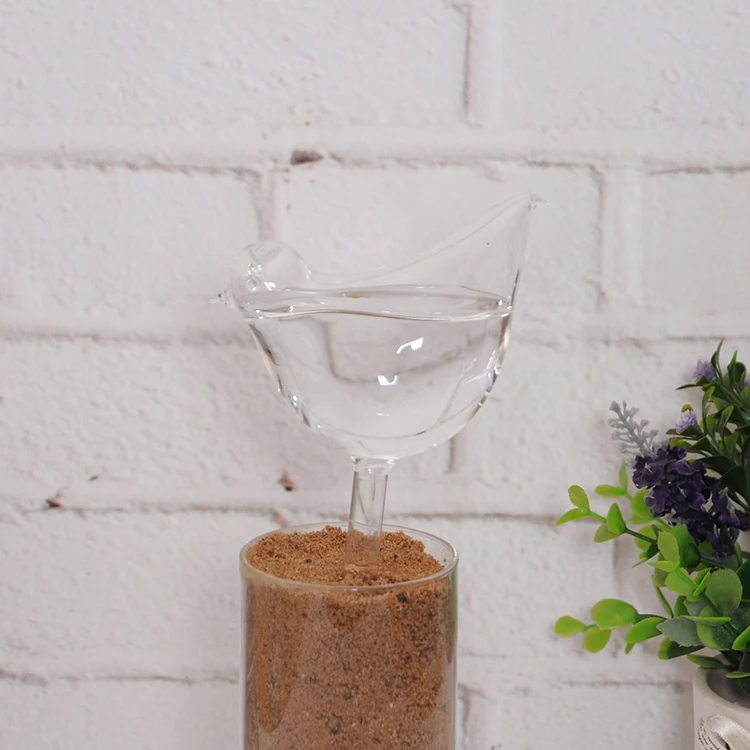 6x Bird Shaped Glass Plant Flower Holiday Watering Spike Stake Water Feeder Self Globes Hand Transparent Mini Durable Clear Bulb