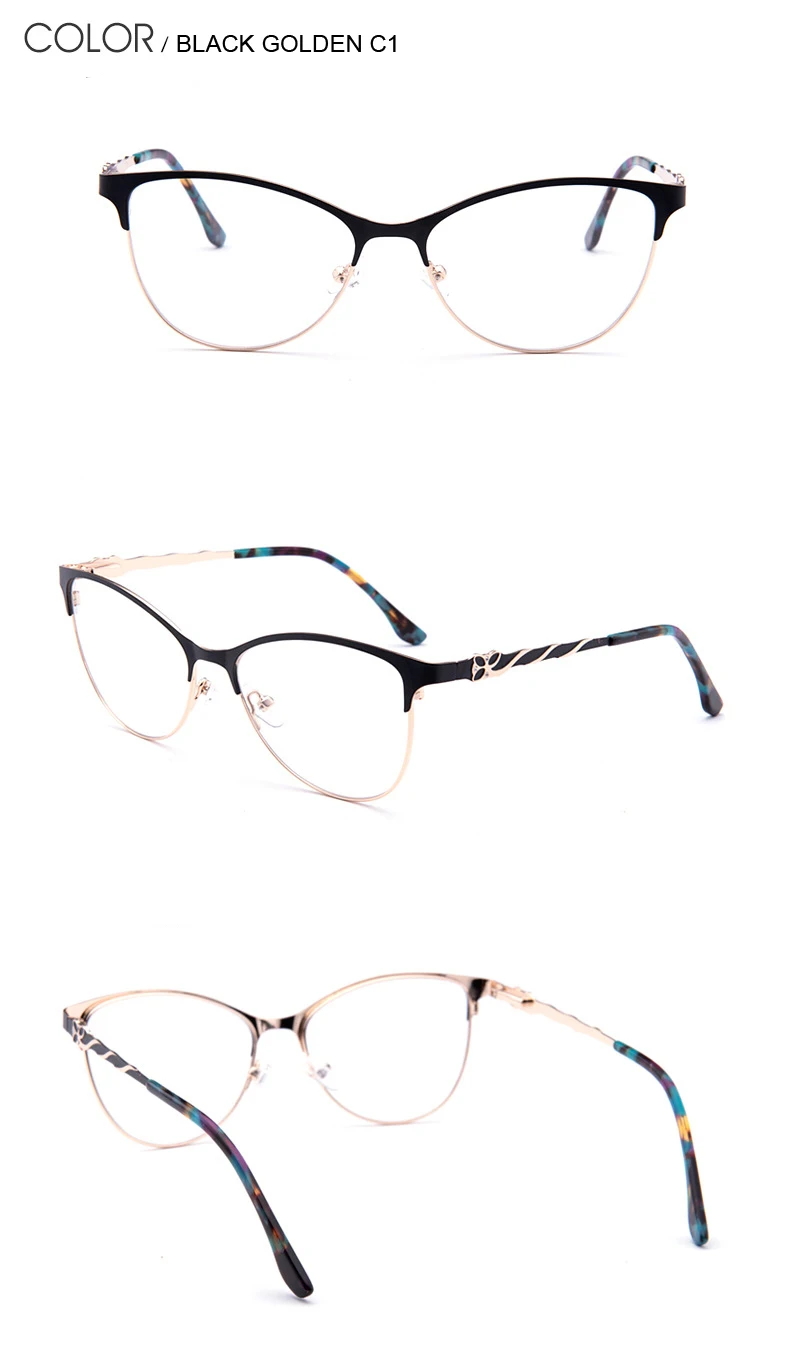 Кошачий глаз очки оправа женские очки оправа оптические очки от близорукости по рецепту из нержавеющей стали металлические очки оправы для очков
