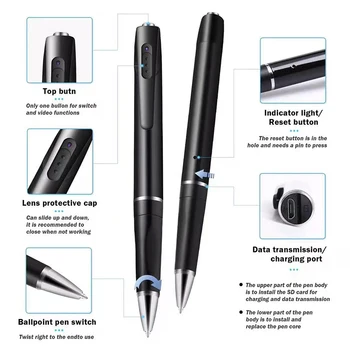 Full HD 1080P Portable Pen Camera Wireless DVR Professional Digital Voice&Video Recorder Mini Camera One Button Quick Recording 6