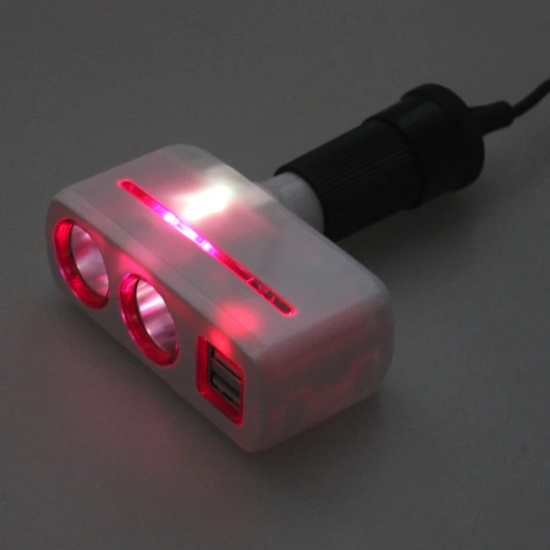 Универсальный 3.1A 2 Way 80W 2 USB зарядное устройство+ двойные розетки автомобильного прикуривателя удлинитель разветвитель авто аксессуары