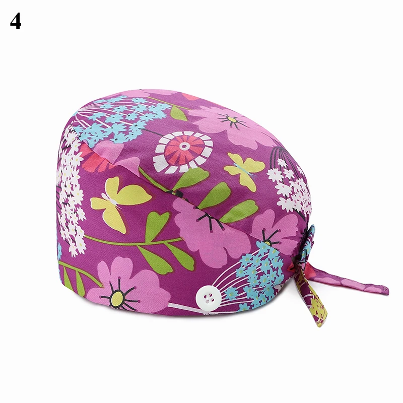 skullies men 2020 Scrub Cotton Nurse Hat Floral Bouffant Sanitary Cap with Sweatband Cartoon Printing Nursing Confortable Hat Colorful Cap men skully Skullies & Beanies