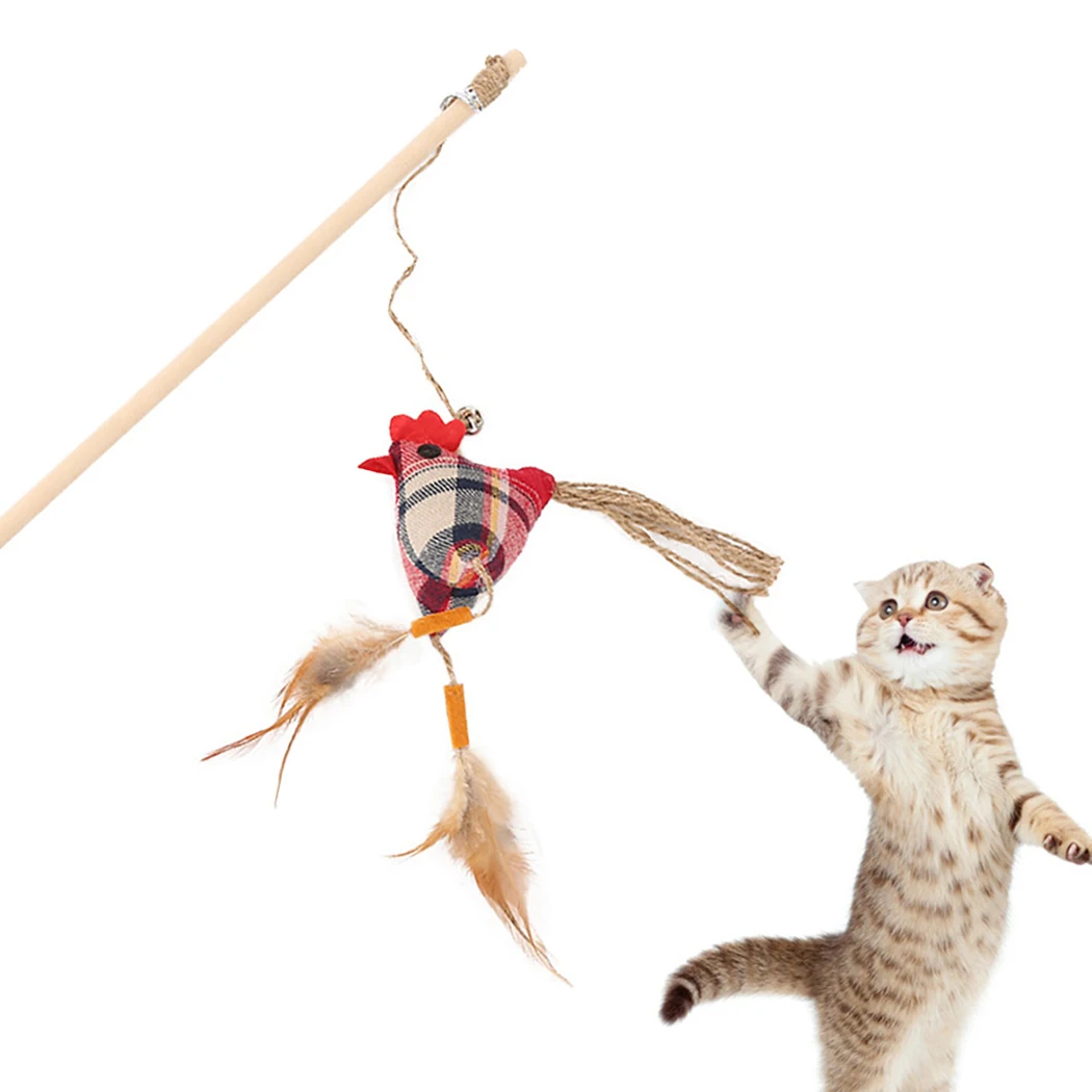 

1PC Teaser Feather Toys Kitten Funny Colorful Rod Cat Wand Toys Plastic Pet Cat Toys Interactive Stick Pet Cat Supplies