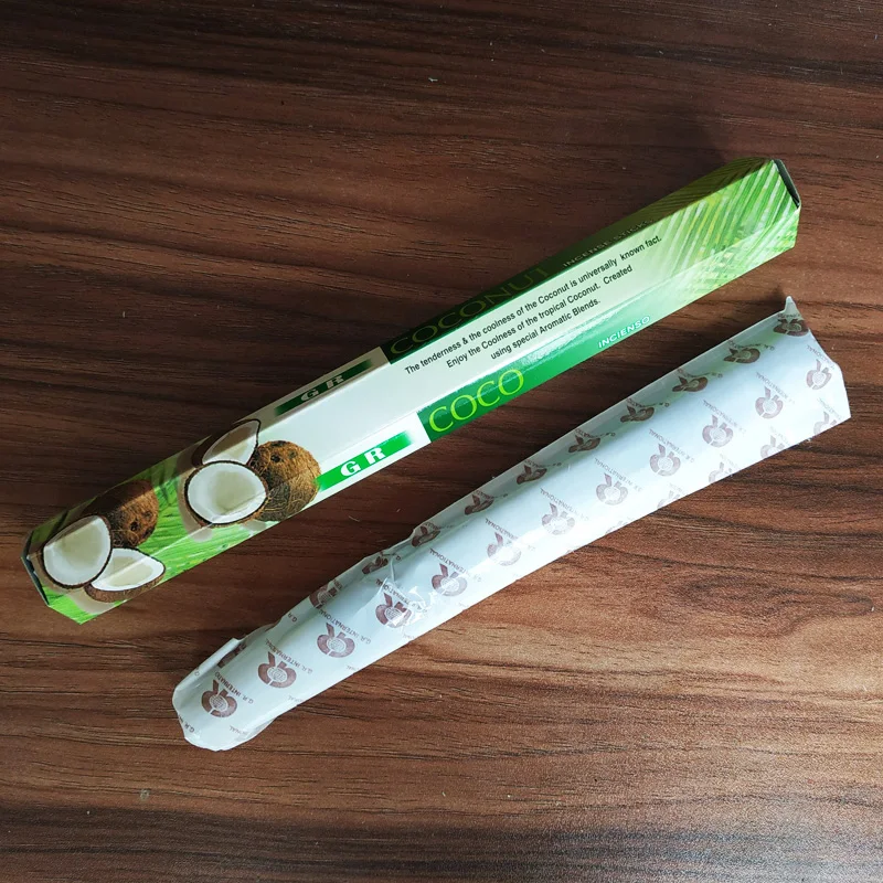 Coconut Медитация Индийские благовония Palo Santo кокос белый шалфей ладан палочки Лаванда палочка благовония опционально Курильница Медь - Аромат: Coconut