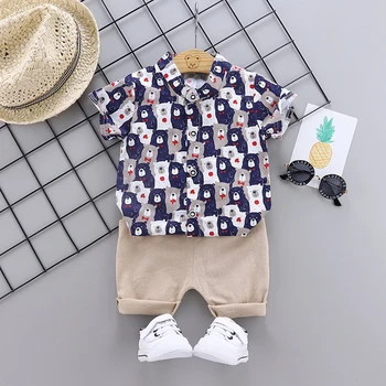 

2020 new baby boy toddler clothes suit boy summer suit male cartoon bear T-shirt shorts clothes suit 1-4 years old