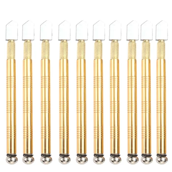 

10Pcs Golden Glass Cutter Set Pencil Steel Straight Head Glass Cutter Cutting Tool Used for Tiles Mirror Stained Glass