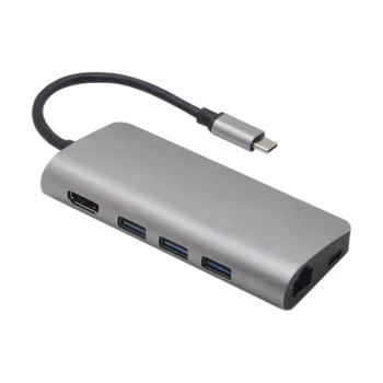 

HOT-Hub 8-In-1 USB Adapter with Ethernet Port PD Power Delivery 4K HDMI USB 3.0 Ports SD/TF Card Reader for Type-C Laptop