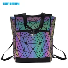 Для мужчин 15 дюймового ноутбука Рюкзаки голографическая Геометрическая мульти-функциональный рюкзак световой женский рюкзак школьная сумка, рюкзак для путешествий