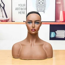 Bald Mannequin Head PVC Female Mannequin Head For Making Hat Display Cosmetology Manikin Head For Makeup Practice