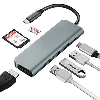 

7-in-1 Usb-c Hub With HDMI 4K USB3.0 SD/TF Reader PD Charging Type-C Docking Station For Macbook Pro/Air Laptop