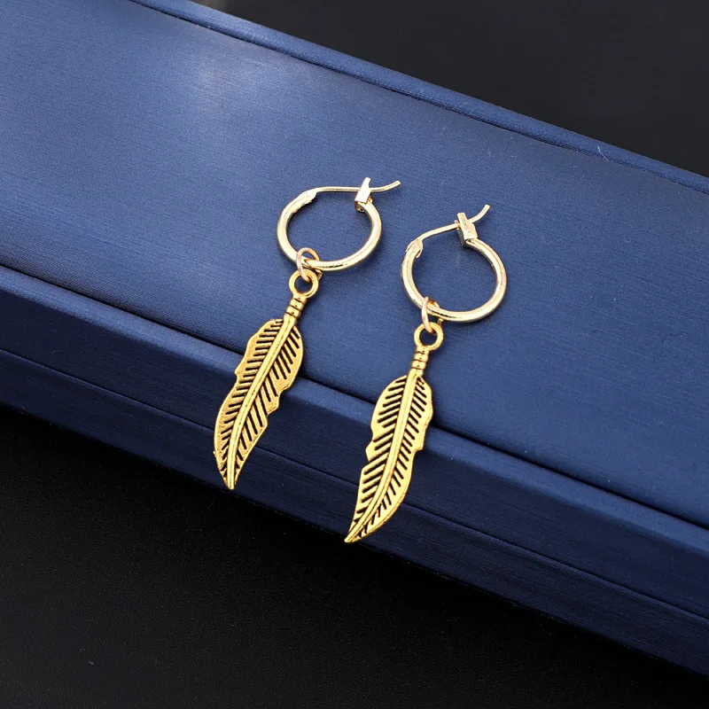 

Trendy Vintage Leaf Hoop Earrings For Women Jewelry Accessories Metal Ear Drop