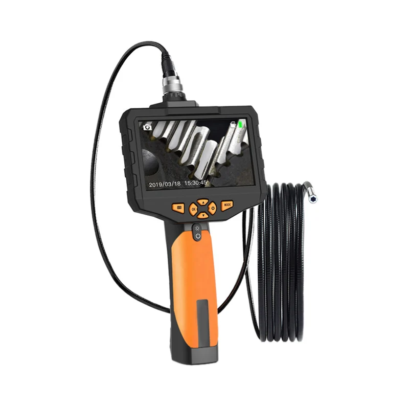 

Industrial Endoscope Borescope 7.6mm Mini Inspection Camera with Semi-Rigid Tube 4.5Inch HD Display Borescope Camera(3M/10Ft)