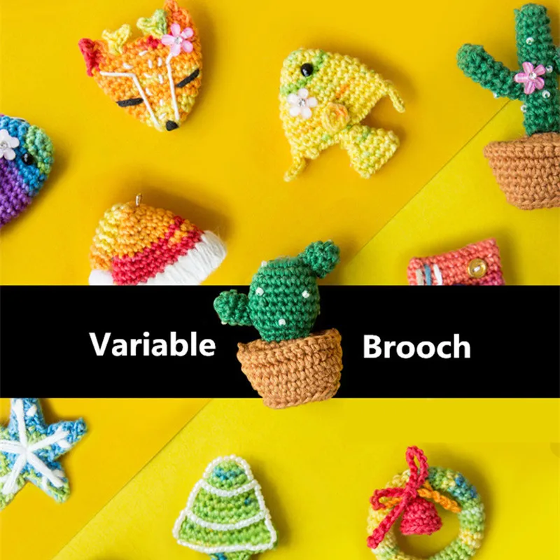 

RUBI DIY manual crocheting of variable brooch crochets and cotton thread ,Can be used as a gift for relatives and friends
