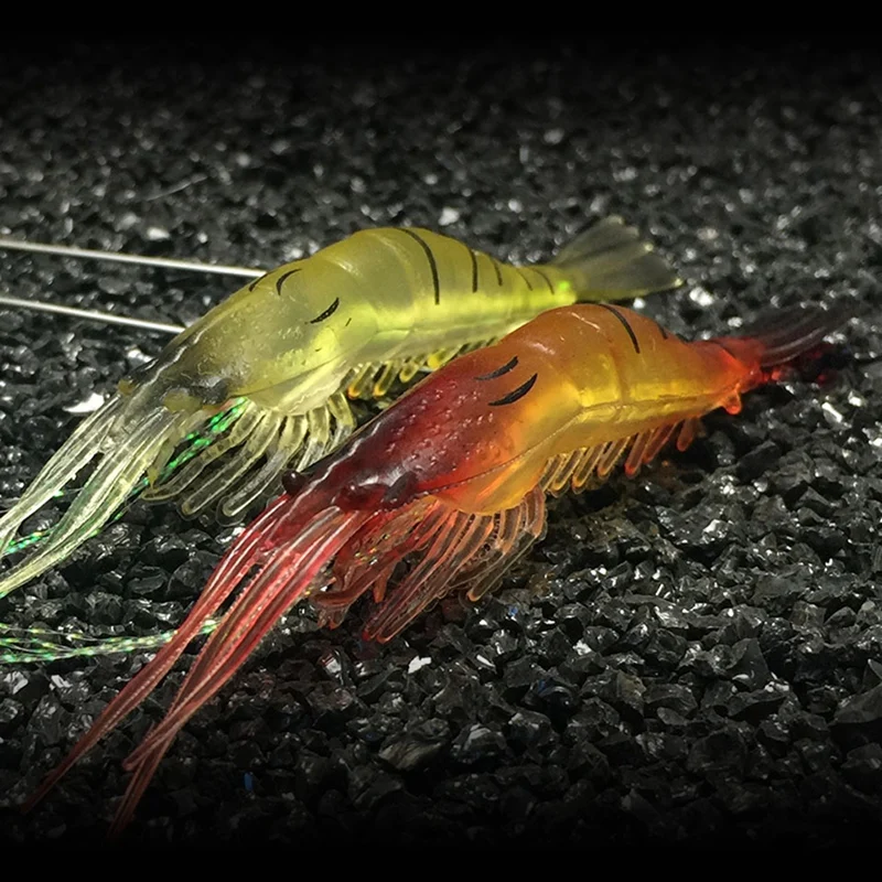 

95Mm/6G Luminous Shrimp Fishing Lure Soft Bait With Hook (Red Head)