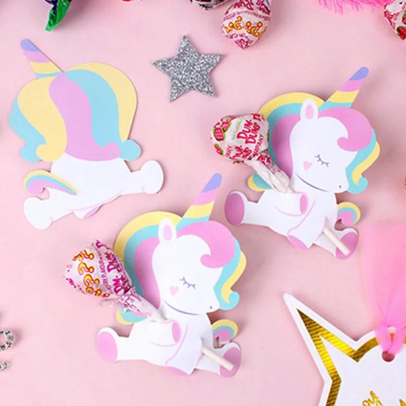 

25pcs Baby Shower Unicorn Lollipop Decoration Cards Wedding Birthday Party Decorations Kids Candy Favors Decor for Guest Cartoon