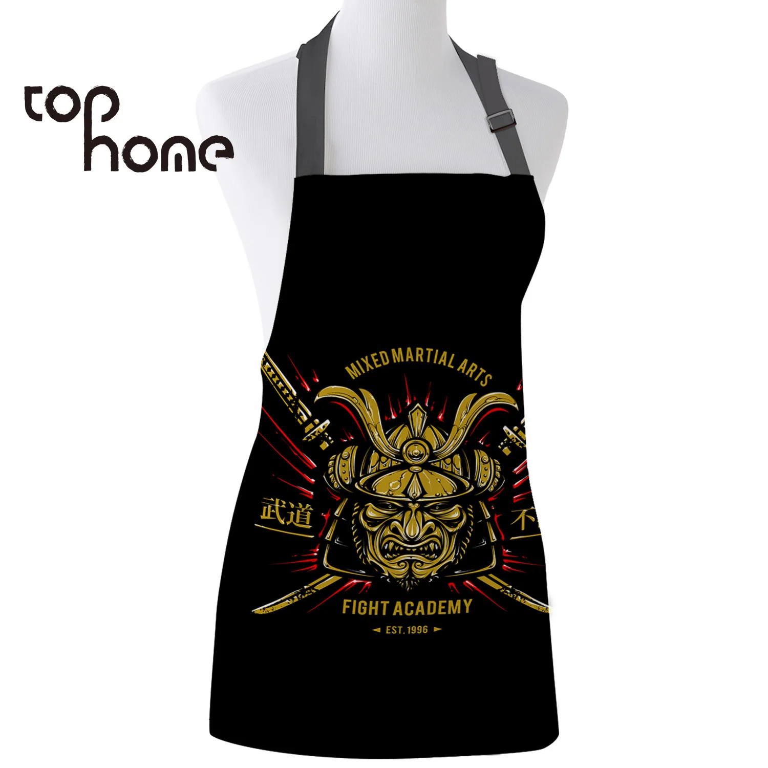 

Tophome Kitchen Apron Dark Japanese Samurai Bushido Printed Sleeveless Canvas Aprons for Men Women Kids Home Cleaning Tools