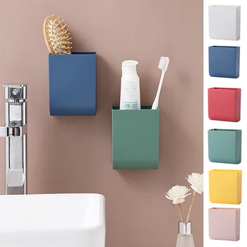 

Square Wall-mounted Paste Remote Control Trash Bag Storage Box Desk Mobile Phone Charging Rack Bathroom Cosmetics Finishing
