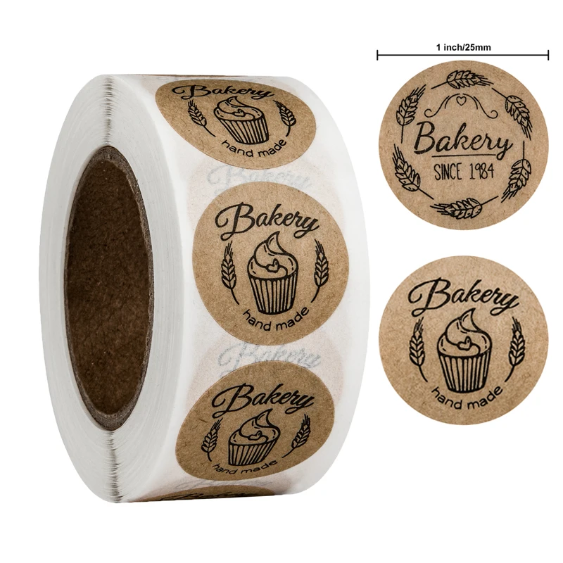 

500PCS Bakery Wheat Handmade Stickers Tags DIY Wedding Birthday Party Decoration Bread Cake Cookies Pastry Bag Personality Label