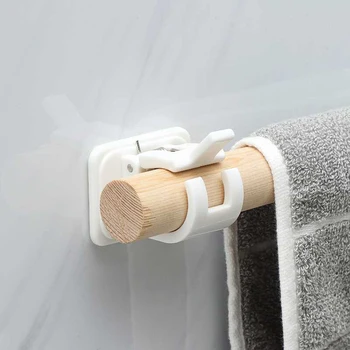 

2Pcs White Hanging Rod Clip Wall Sticker Curtain Hanging Hooks Fixing Rod Shower Curtain Rod Fixed Clip Hanging Rack Hook