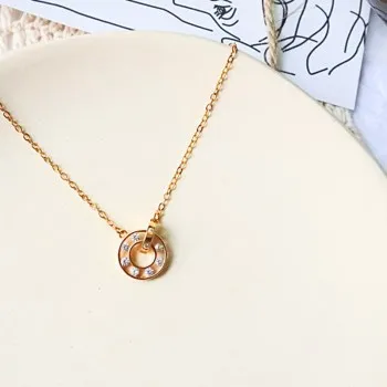 Двойное Кольцо женское ожерелье цепочка с кулоном модные тенденции башня